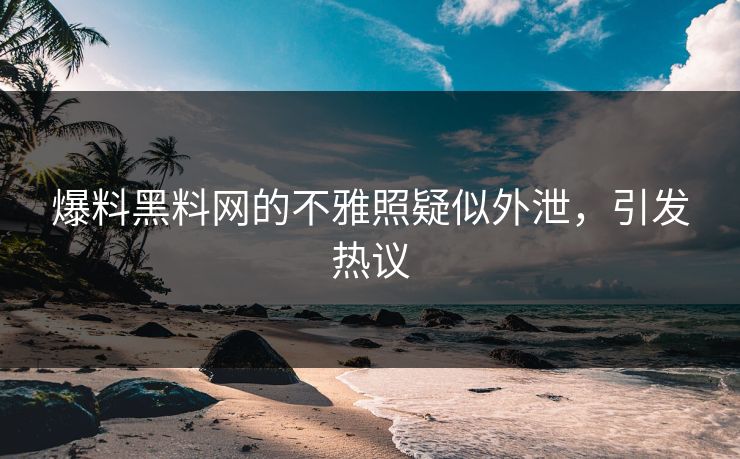 爆料黑料网的不雅照疑似外泄，引发热议