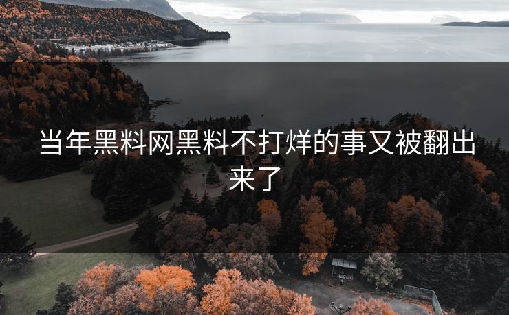 当年黑料网黑料不打烊的事又被翻出来了
