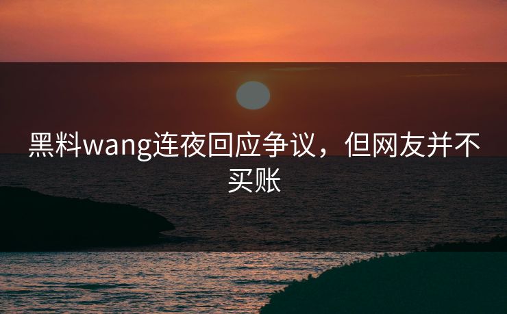 黑料wang连夜回应争议，但网友并不买账