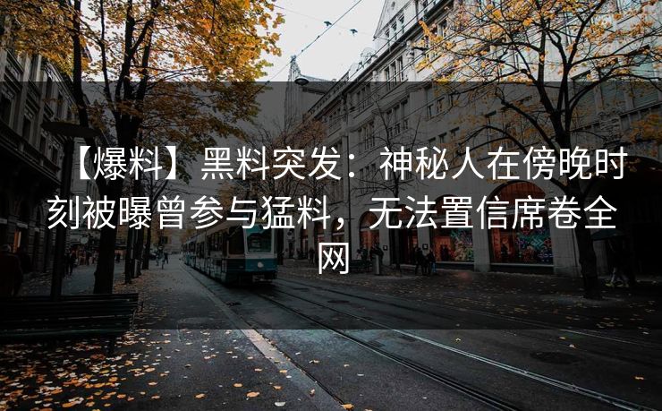 【爆料】黑料突发：神秘人在傍晚时刻被曝曾参与猛料，无法置信席卷全网