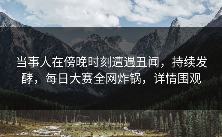 当事人在傍晚时刻遭遇丑闻，持续发酵，每日大赛全网炸锅，详情围观