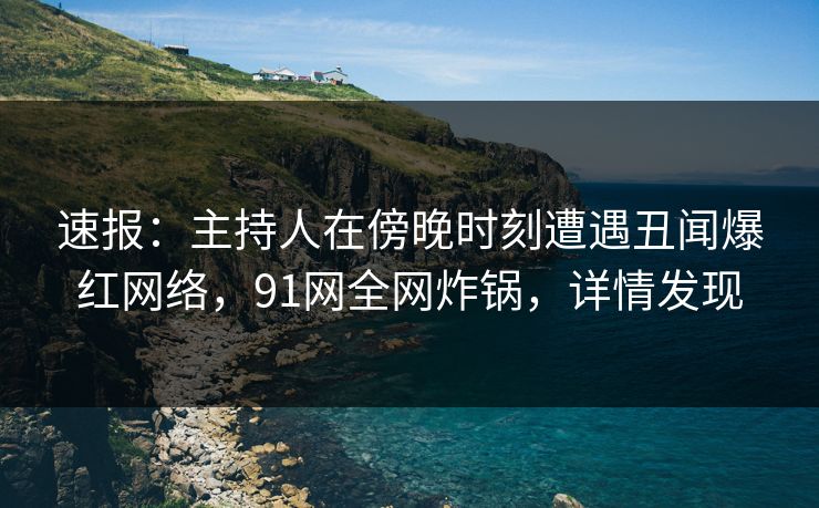速报：主持人在傍晚时刻遭遇丑闻爆红网络，91网全网炸锅，详情发现