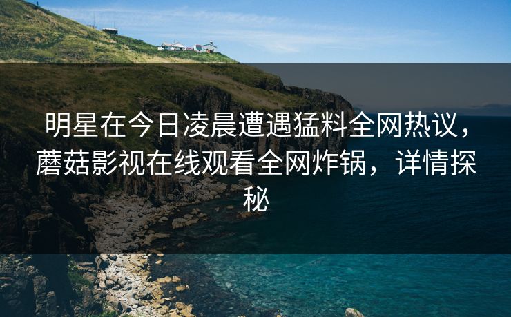 明星在今日凌晨遭遇猛料全网热议，蘑菇影视在线观看全网炸锅，详情探秘