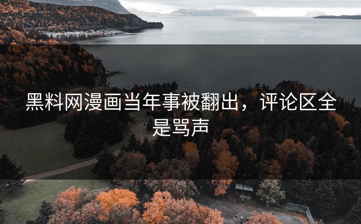 黑料网漫画当年事被翻出，评论区全是骂声