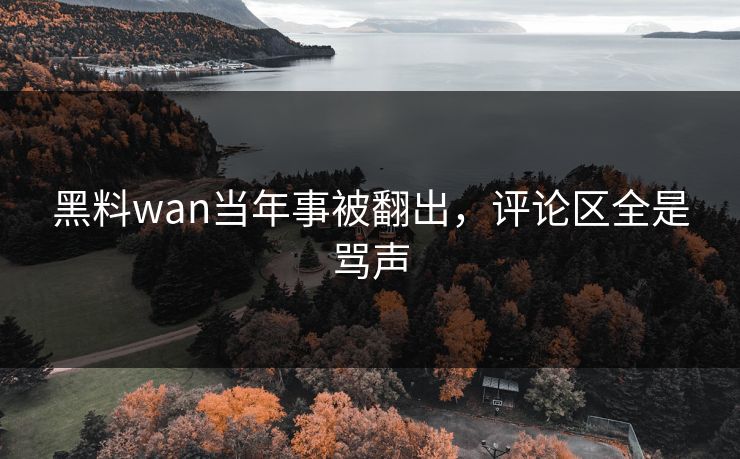 黑料wan当年事被翻出，评论区全是骂声