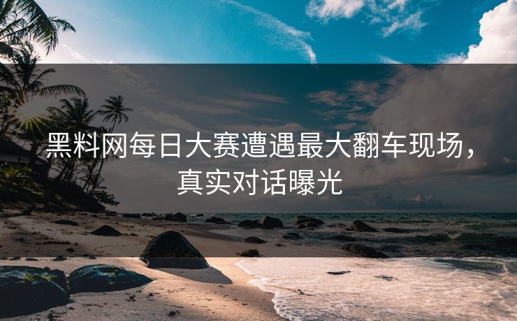 黑料网每日大赛遭遇最大翻车现场，真实对话曝光