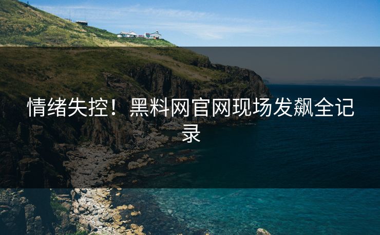 情绪失控！黑料网官网现场发飙全记录