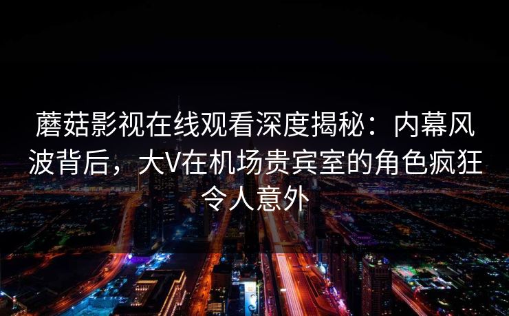蘑菇影视在线观看深度揭秘：内幕风波背后，大V在机场贵宾室的角色疯狂令人意外