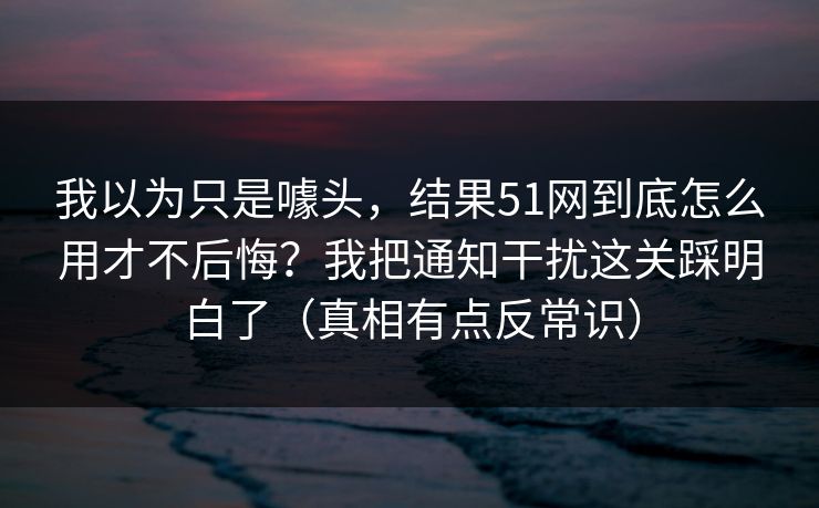 我以为只是噱头，结果51网到底怎么用才不后悔？我把通知干扰这关踩明白了（真相有点反常识）